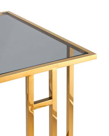 Журнальный столик 50*32 БОСТОН стекло smoke сталь золото (Журнальный стол Бостон желтый)