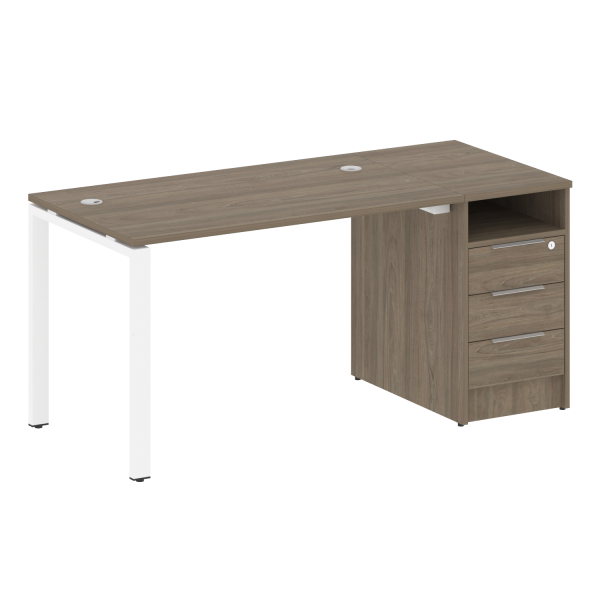 Рабочая станция с опорной тумбой Metal System Style БП.РС-СТП-1.2 1612x720x750 (Вяз/Белый металл)