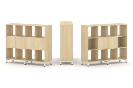 Набор стеллажа 1 сторонний, 3 яруса SN.NS-341 (1488х400х1248) (Акация Лорка/Металл Белый)