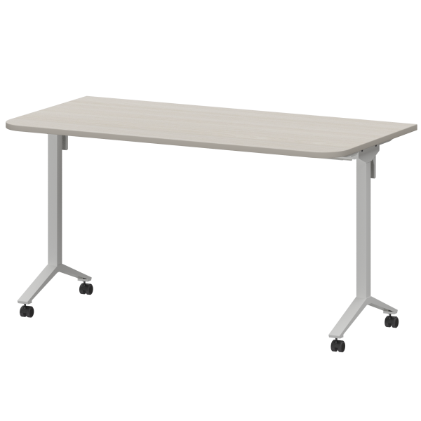 Стол мобильный складной радиусный Моби МБ22-140.70Р 1400x700x750 (Ясень шимо/Белый)