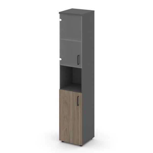 Шкаф высокий узкий SN.STU.E-105(L) (400х400х1982) (Антрацит/Вяз Благородный/Прозрачный)