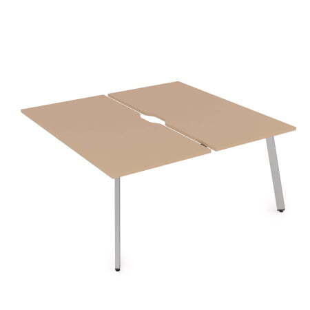 10БДКВ.268 Стол системы Бенч с вырезом, сдвоенный, на 2 рабочих места - конечный (1200x1235x750) (Mokko/Алюминий матовый металл)