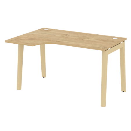 Стол эргономичный левый на деревянных опорах Onix Wood OW.SA-2L 1380x980x750 (Тиквуд Светлый/Дуб Светлый)