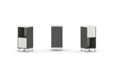 Набор стеллажа 2-х сторонний, 2 яруса SN.NSD-211 (387х400х881) (Антрацит/Дуб Наварра/Металл Белый)