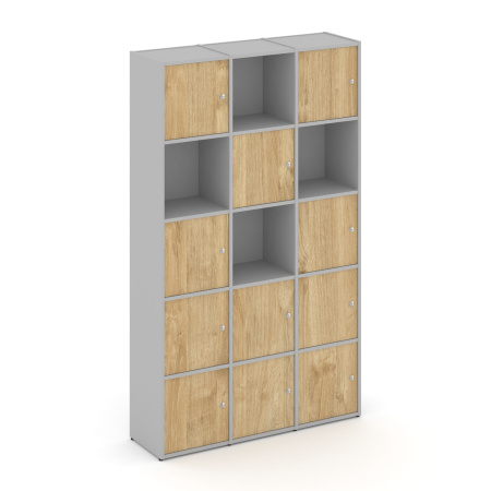 Стеллаж Locker Plus LK.K-009 1188x350x1983 (Серый | Тиквуд Светлый)