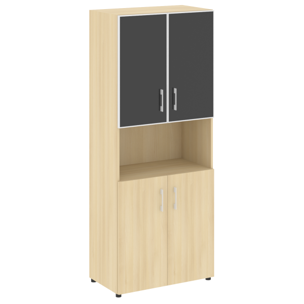 Шкаф для документов с нишей со стеклом черным LT.ST-1.4 R Black (Акация Лорка)