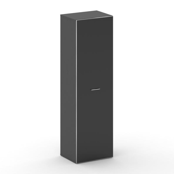 Шкаф средний высокий универсальный Fresco FR.SM-102 black (600x460x2000) (Базальт UM-Лакобель Черный-Лакобель Черный | Хром)