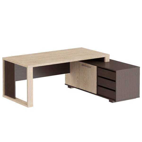 Стол руководителя на опорной тумбе, правый Alto ACT 1916 R 1950x1600x750 (Венге Магия/Дуб Девон)