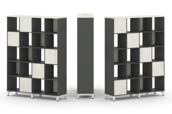 Набор стеллажа 2-х сторонний, 5 ярусов SN.NSD-541 (1488х400х1982) (Антрацит/Дуб Наварра/Металл Белый)