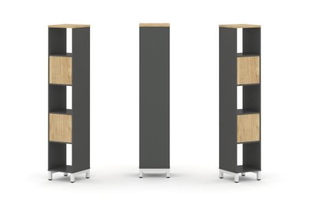 Набор стеллажа 1 сторонний, 5 ярусов SN.NS-511 (387х400х1982) (Антрацит/Тиквуд Светлый/Металл Белый)