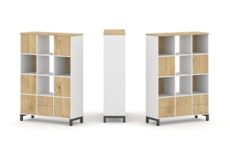 Набор стеллажа 2-х сторонний, 4 яруса SN.NSD-431 (1121х400х1615) (Белый/Тиквуд Светлый/Металл Антрацит)