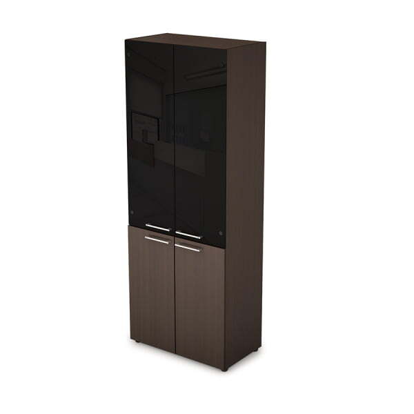 4Ш.005.4 Шкаф стеллаж высокий со стеклом без замка (798x430x2112) (Венге)