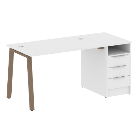 Рабочая станция Metal System Style БА.РС-СТП-1.2 1612x720x750 (Белый/Мокко металл)