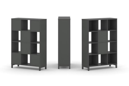 Набор стеллажа 1 сторонний, 4 яруса SN.NS-431 (1121х400х1615) (Антрацит/Металл Антрацит)