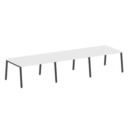 Стол для переговоров (3 столешницы) на А-образном м/к Metal System Style БА.ПРГ-3.3 4200x1235x750 (Белый/Антрацит металл)