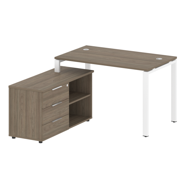 Рабочая станция с опорной тумбой левая Metal System Style БП.РС-СТС-2.2 Л 1300x1520x750 (Вяз/Белый металл)