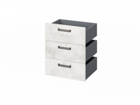 Комплект из 3 ящиков, фасады ЛДСП FB-124.D 560x418x670 (Хромикс Белый)