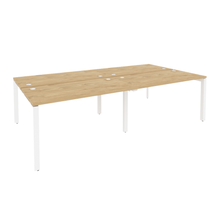 Рабочая станция на П-образном м/к Onix O.MP-D.RS-4.3.7 2760x1475x750 (Тиквуд Светлый/Белый Металл)