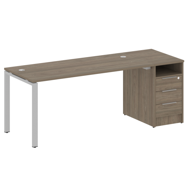 Рабочая станция с опорной тумбой Metal System Style БП.РС-СТП-1.4 2012x720x750 (Вяз/Серый металл)