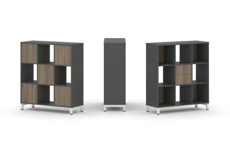 Набор стеллажа 1 сторонний, 3 яруса SN.NS-331 (1121х400х1248) (Антрацит/Вяз Благородный/Металл Белый)