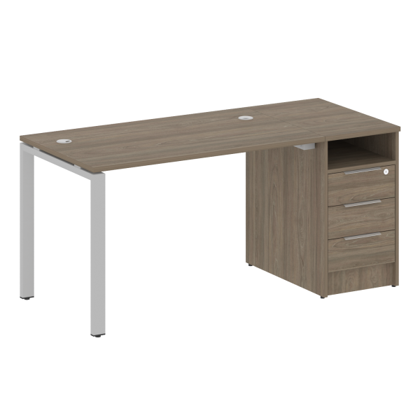 Рабочая станция с опорной тумбой Metal System Style БП.РС-СТП-1.2 1612x720x750 (Вяз/Серый металл)