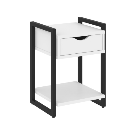 Тумба на регулируемых опорах с ящиком и полкой VR.L-T1.O 500x460x719 (Белый Бриллиант/Черный металл)