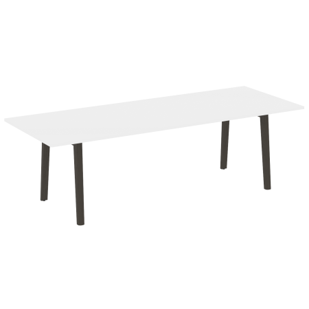 Стол переговорный на деревянных опорах Onix Wood Direct OW.PRG-25 2580x980x750 (Белый Бриллиант/Дуб Темный)