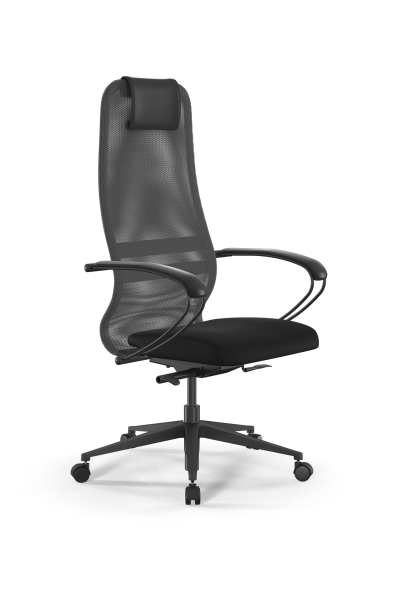 Кресло для руководителя Метта SynchroSit 8 B1-8K - X1+UMF(X1) /Uh00/Wh00/K1bL(M24.B11.G19.W02) (Светло-серый | Черный)