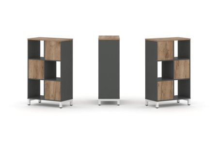 Набор стеллажа 1 сторонний, 3 яруса SN.NS-321 (754х400х1248) (Антрацит/Дуб Табак/Металл Белый)