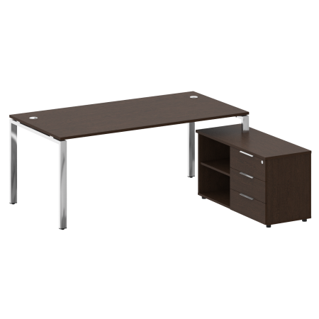 Стол для руководителя с тумбой правый БГ.СРТ-5.9 (R) 1900x1720x750 (Венге Цаво/Нерж. Сталь)