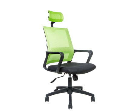 Кресло офисное / Бит / черный пластик / зеленая сетка / черная ткань (Черный)