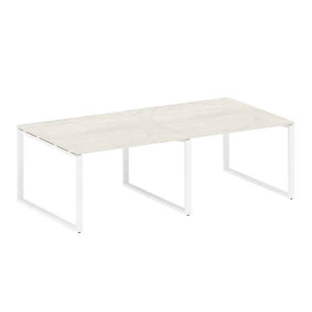 Переговорный стол 2 столешницы Metal System Style БО.ПРГ-2.2 2400x1235x750 (Дуб Наварра/Белый металл)