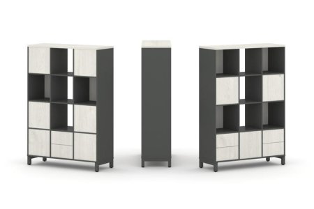 Набор стеллажа 2-х сторонний, 4 яруса SN.NSD-431 (1121х400х1615) (Антрацит/Дуб Наварра/Металл Антрацит)