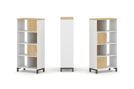 Набор стеллажа 2-х сторонний, 4 яруса SN.NSD-421 (754х400х1615) (Белый/Тиквуд Светлый/Металл Антрацит)