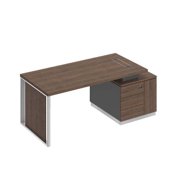 Стол руководителя с декоративной вставкой Bravo БР 111 1980x900x750 (Дуб гладстоун / Антрацит премиум / Дуб гладстоунСерый)