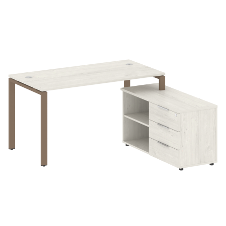 Рабочая станция с опорной тумбой правая Metal System Style БП.РС-СТС-2.3 Пр 1500x1520x750 (Дуб Наварра/Мокко металл)