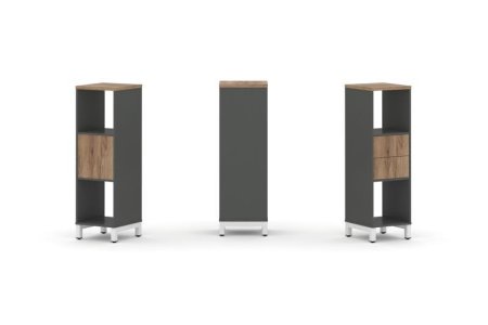 Набор стеллажа 1 сторонний, 3 яруса SN.NS-311 (387х400х1248) (Антрацит/Дуб Табак/Металл Белый)