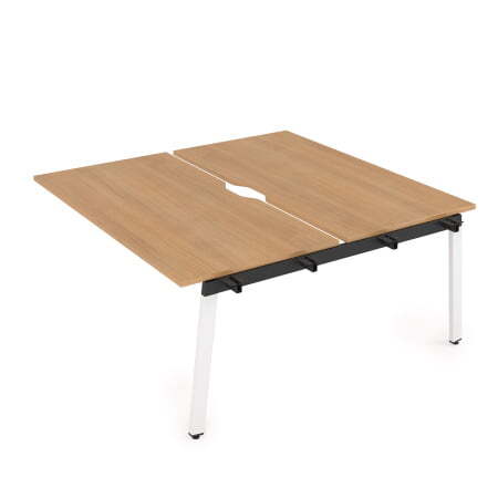 10БДСВ.268 Стол системы Бенч с вырезом, сдвоенный, на 2 рабочих места - средний (1200x1235x750) (Romano/Белый металл)