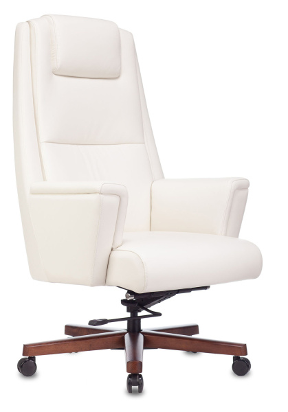 Кресло руководителя _DUKE белый кожа крестов. металл/дерево (Белый)