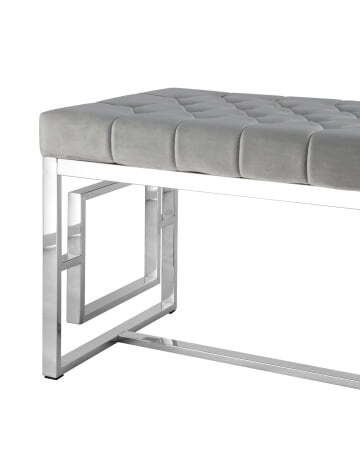 Банкетка-скамейка БРУКЛИН велюр серый сталь серебро (Банкетка Бруклин серый)