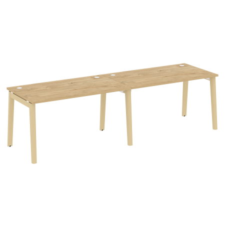 Рабочая станция на деревянных опорах Onix Wood OW.RS-2.3.8 2760x800x750 (Тиквуд Светлый/Дуб Светлый)