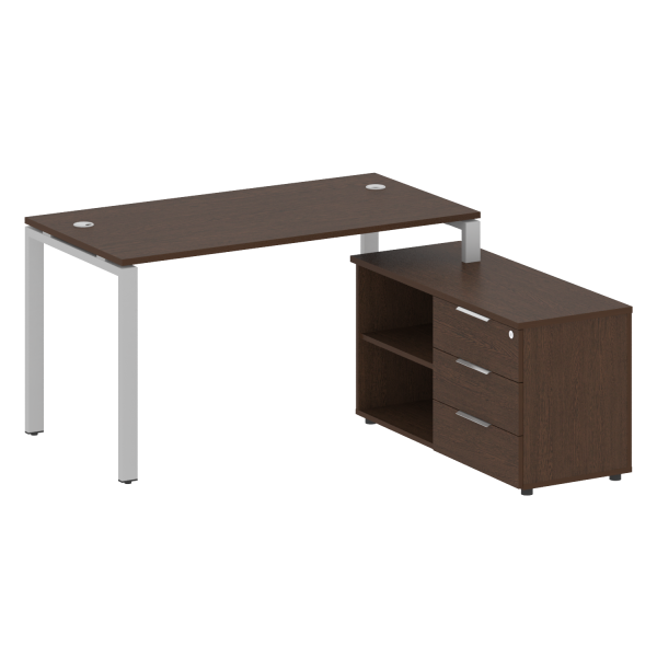 Рабочая станция с опорной тумбой правая Metal System Style БП.РС-СТС-2.3 Пр 1500x1520x750 (Венге Цаво/Серый металл)