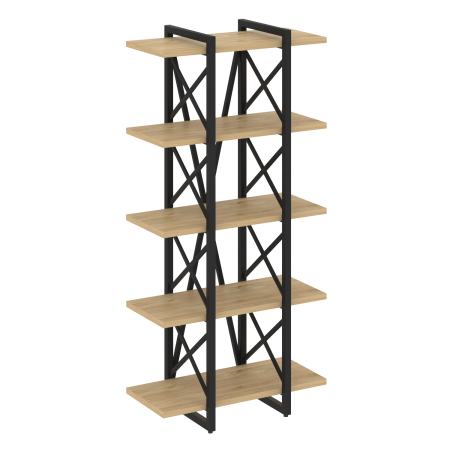 Стеллаж на регулируемых опорах-5 полок VR.L-MST.O-5.4V 800x400x1650 (Тиквуд Светлый/Черный металл)