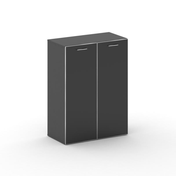 Шкаф широкий средний Fresco FR.ST-204 black (896x460x1202) (Базальт UM-Лакобель Черный-Лакобель Черный | Хром)