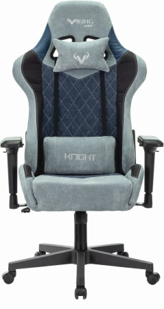 Кресло игровое Zombie VIKING 7 KNIGHT Fabric голубой ткань/эко.кожа с подголов. крестов. металл (Синий)