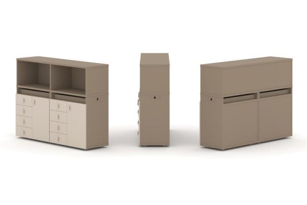 Тумба двойная + низкая надставка ES.NB.2N-3 (1500х410х1135) (Латте/Капучино)