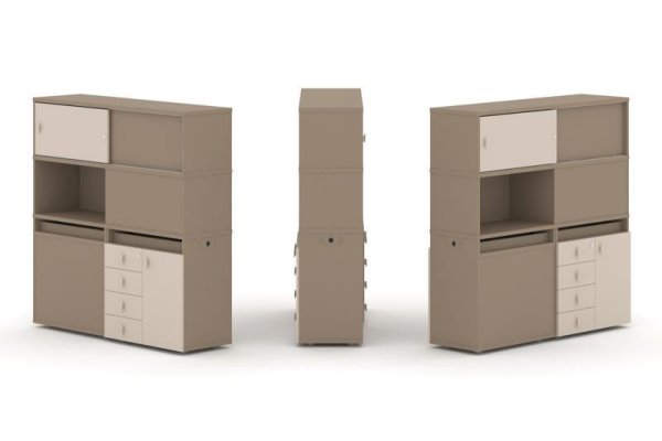 Тумба двойная + высокая надставка ES.NB.2V-31 (1500х410х1520) (Латте/Капучино)