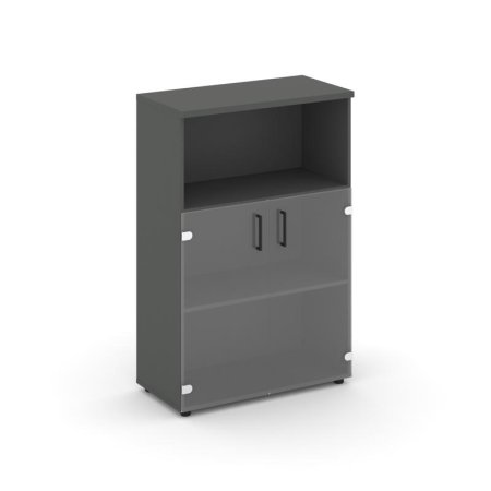 Шкаф средний широкий SN.STS.E-202 (796х400х1203) (Антрацит/Прозрачный)