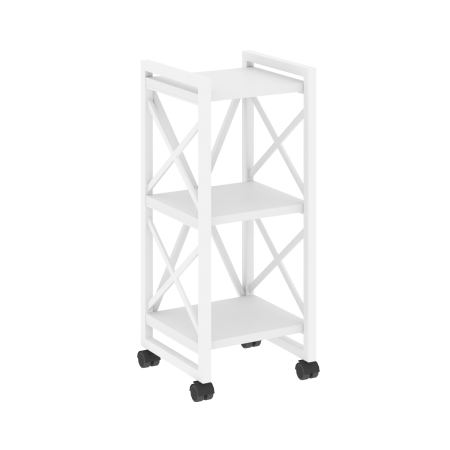 Стеллаж на колесных опорах-3 полки VR.L-MST.K-3.4 400x400x968 (Белый Бриллиант/Белый металл)