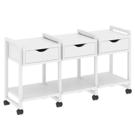 Тумба на колесных опорах наборная VR.L-TN-4.K 1440x460x767 (Белый Бриллиант/Белый металл)